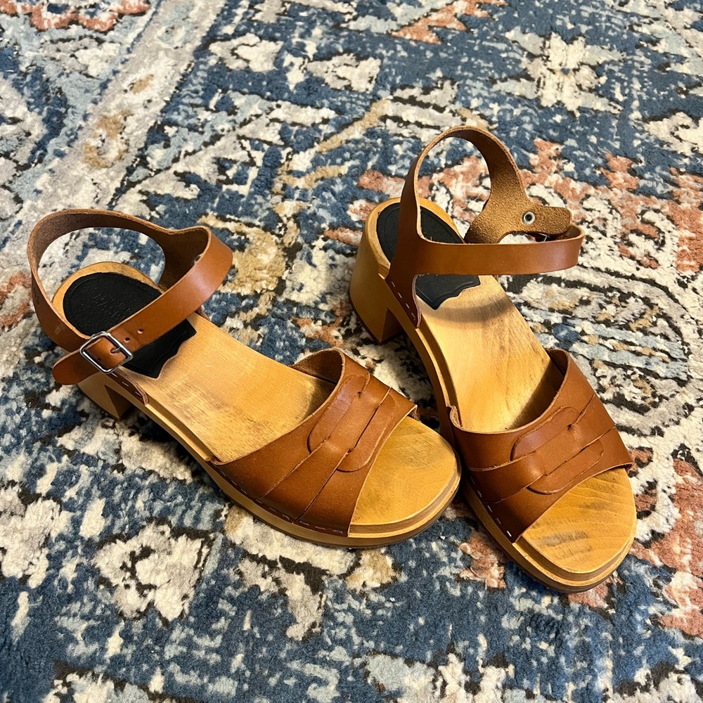 Swedish Hasbeens Tan Leather Sandals